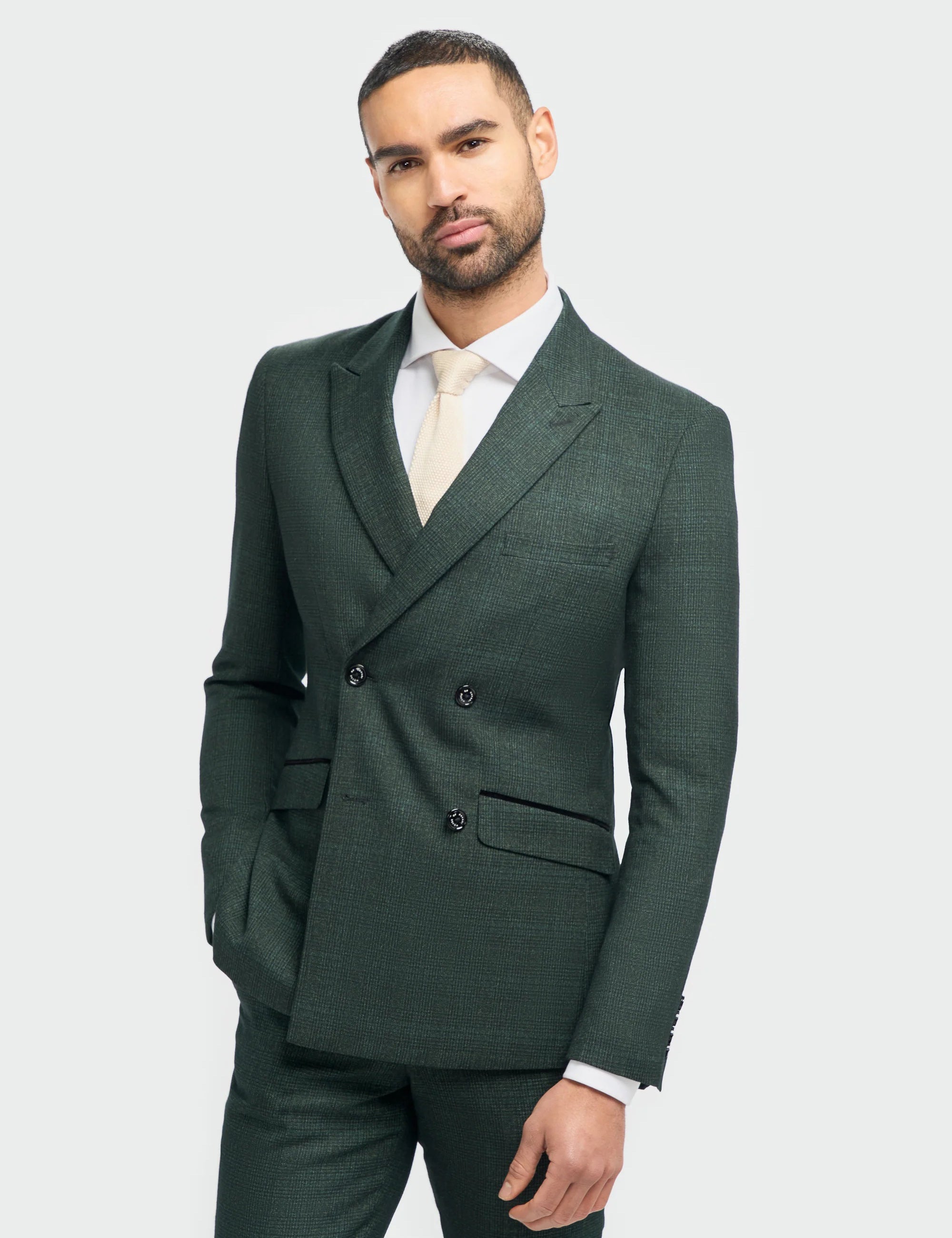 CARIDI - OLIVE 2 PIECE DOUBLE BREASTED SUIT BY CAVANI