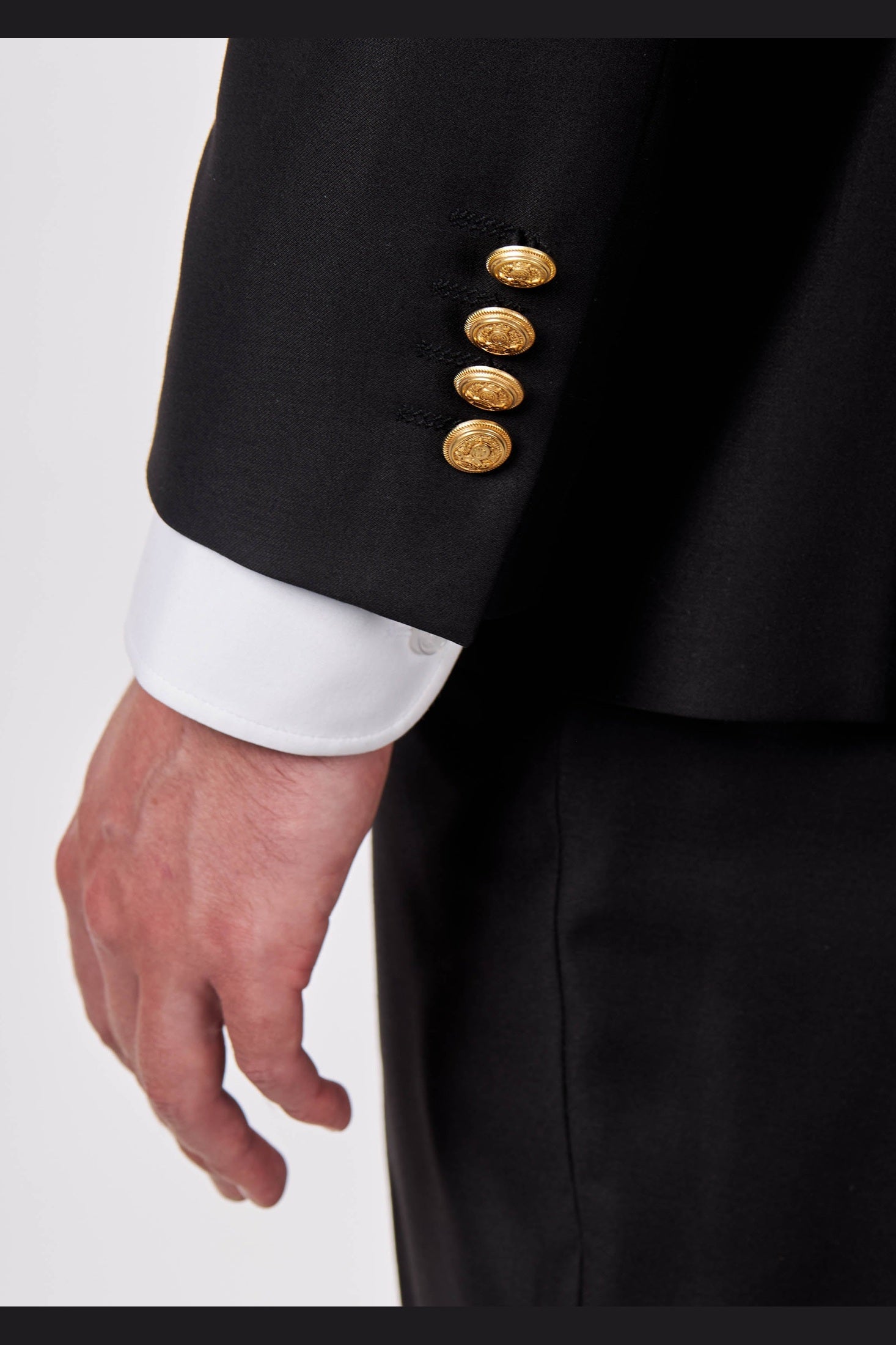 Black Slim Fit Double Breasted Tux Suit with Gold Buttons