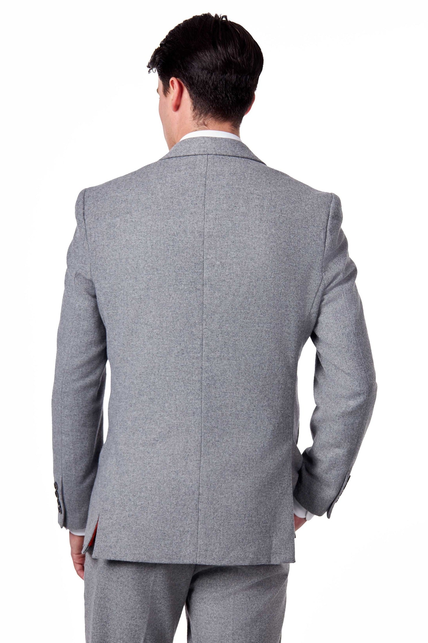TAILORED GREY FLANNEL WOOL BLEND 2 PIECE SUIT