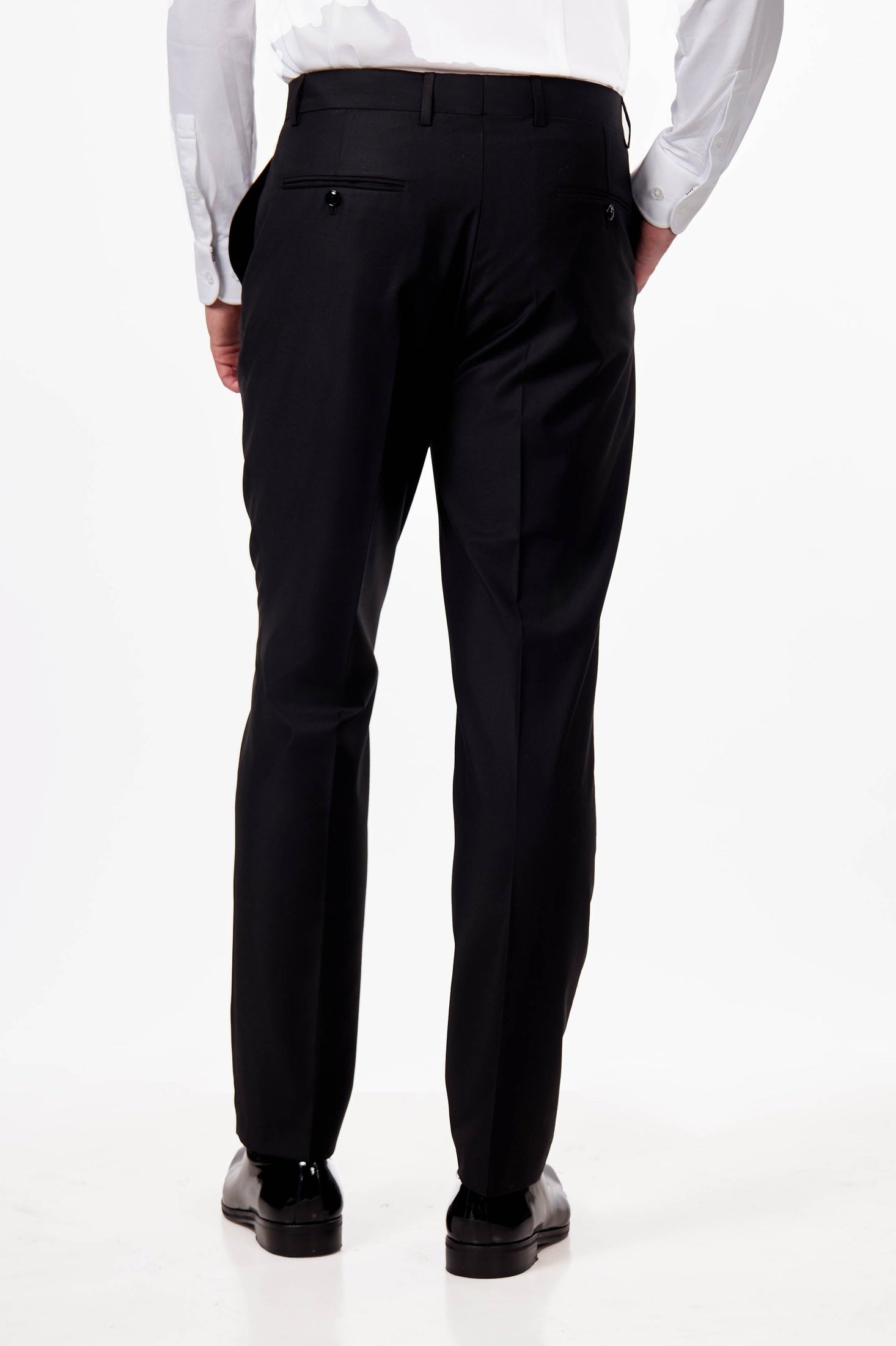 Black Slim Fit Double Breasted Tux Suit with Silver Buttons
