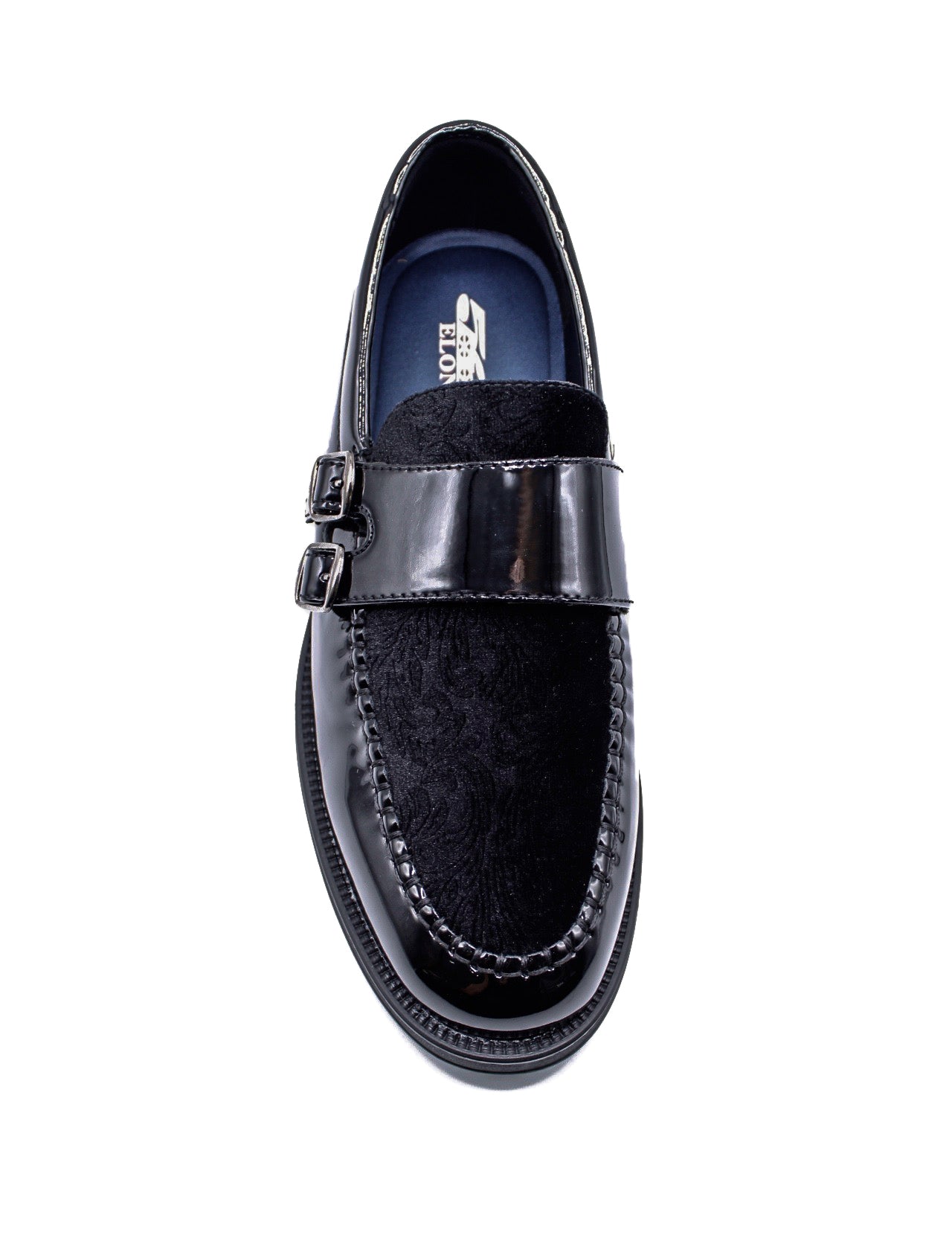 BLACK PATENT SHINY DOUBLE MONK SHOES