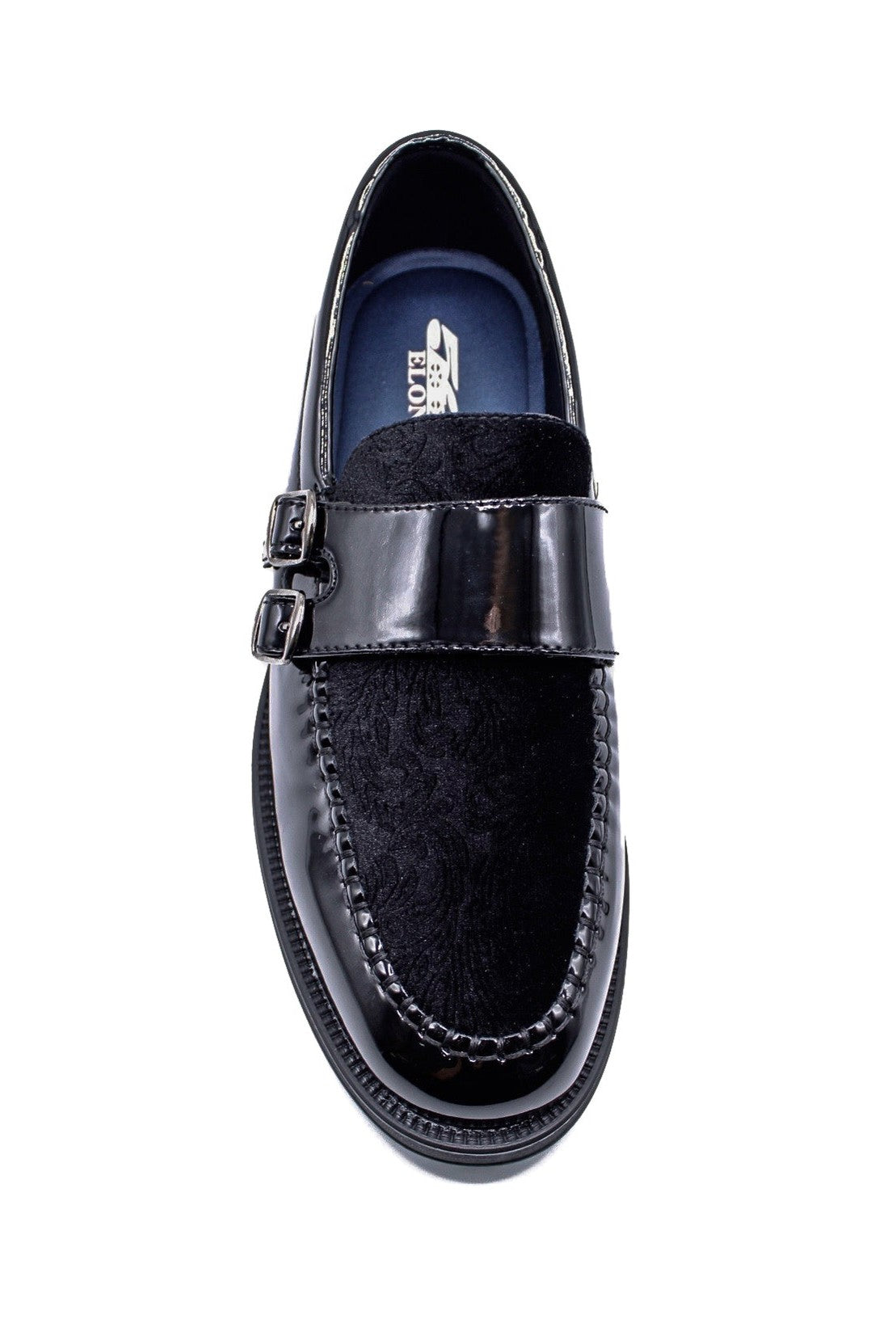 BLACK PATENT SHINY DOUBLE MONK SHOES