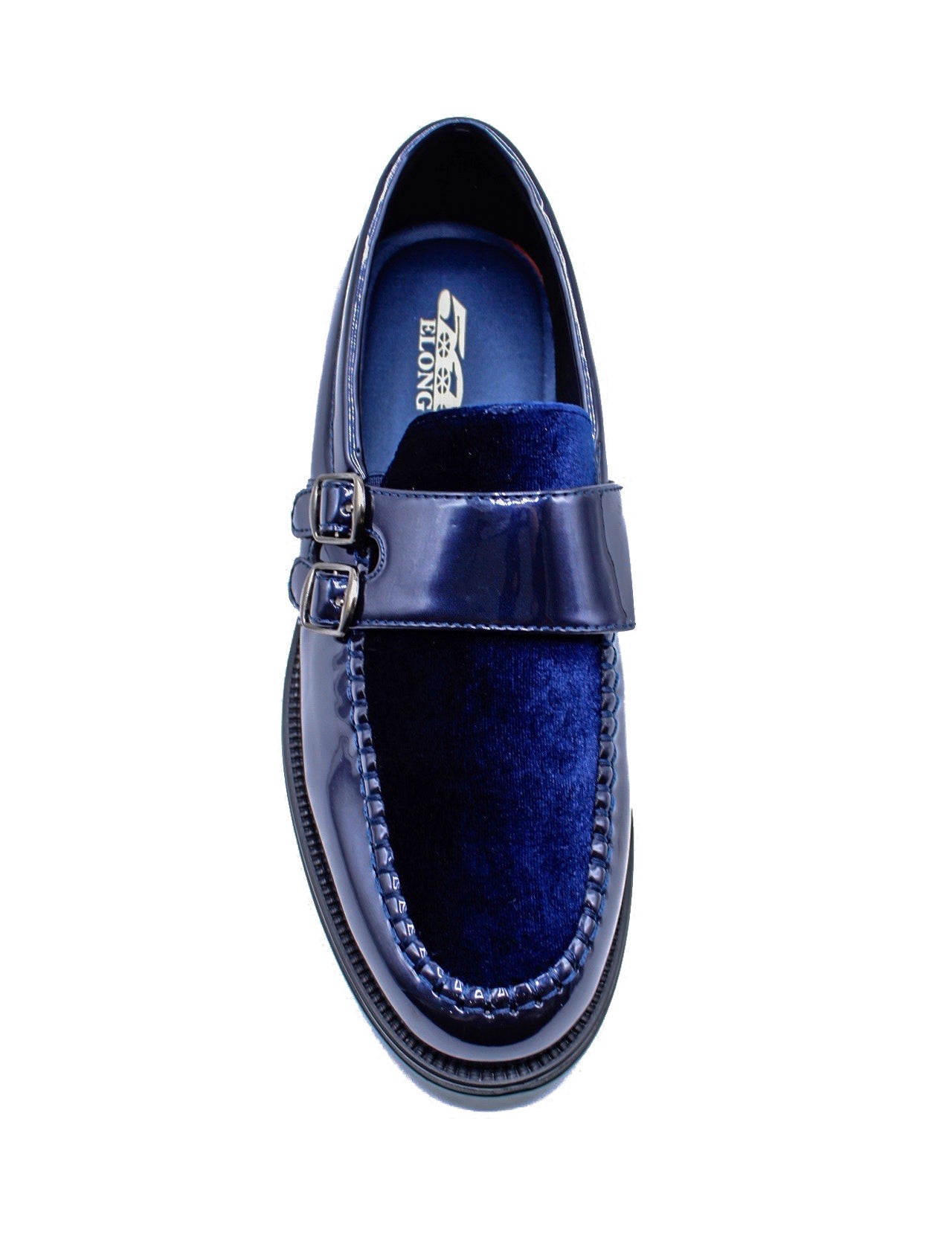 NAVY PATENT SHINY DOUBLE MONK SHOES