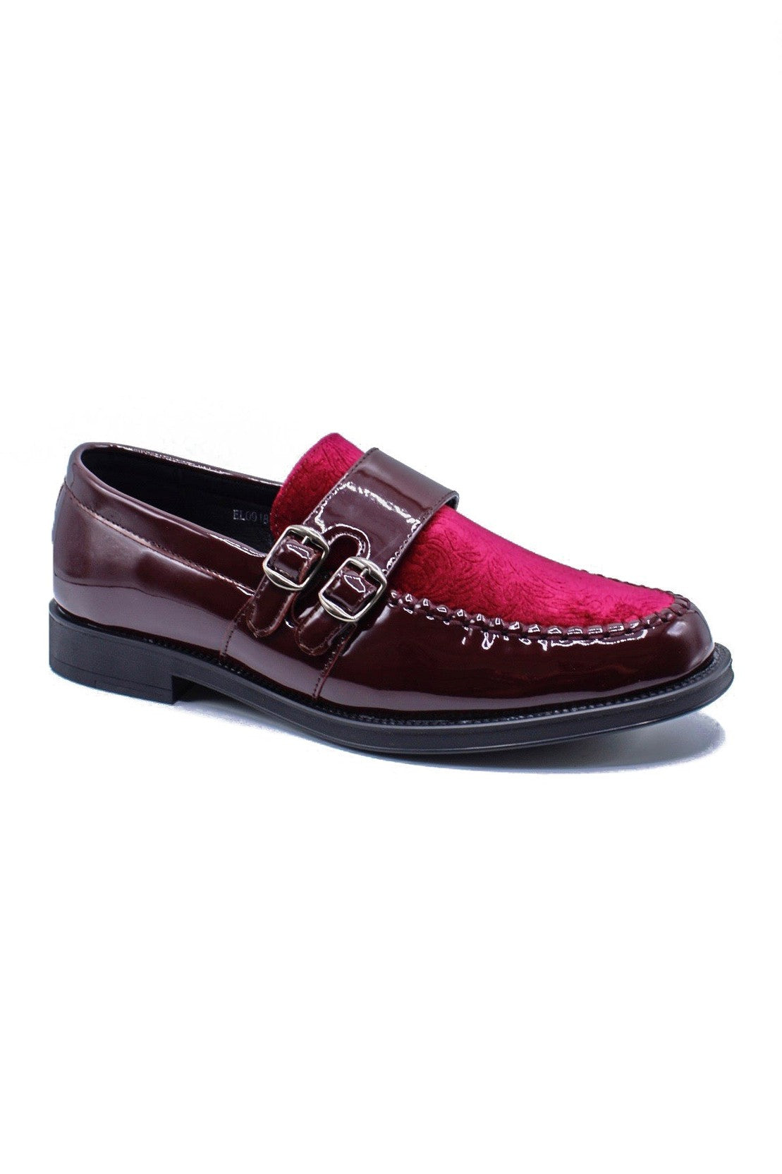 PATENT SHINY DOUBLE MONK SHOES MAROON