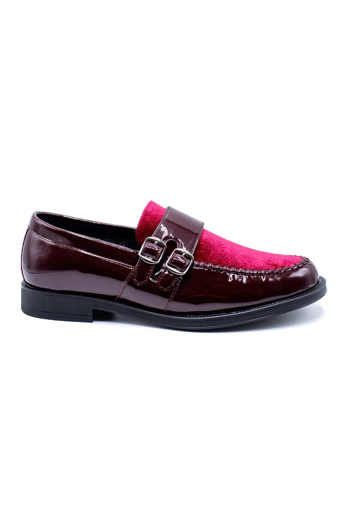 PATENT SHINY DOUBLE MONK SHOES MAROON