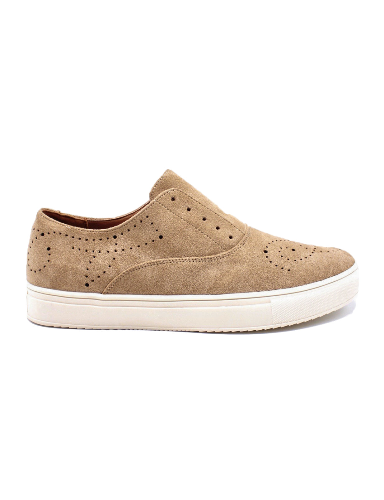 Mens Beige Suede Sports Sneaker Brogue Details