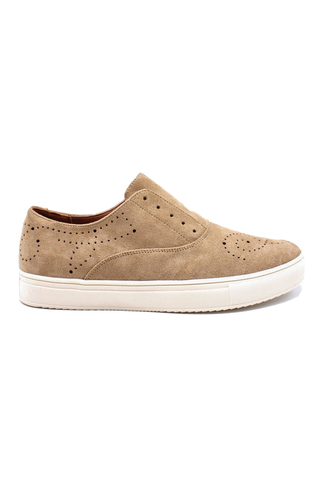 Mens Beige Suede Sports Sneaker Brogue Details