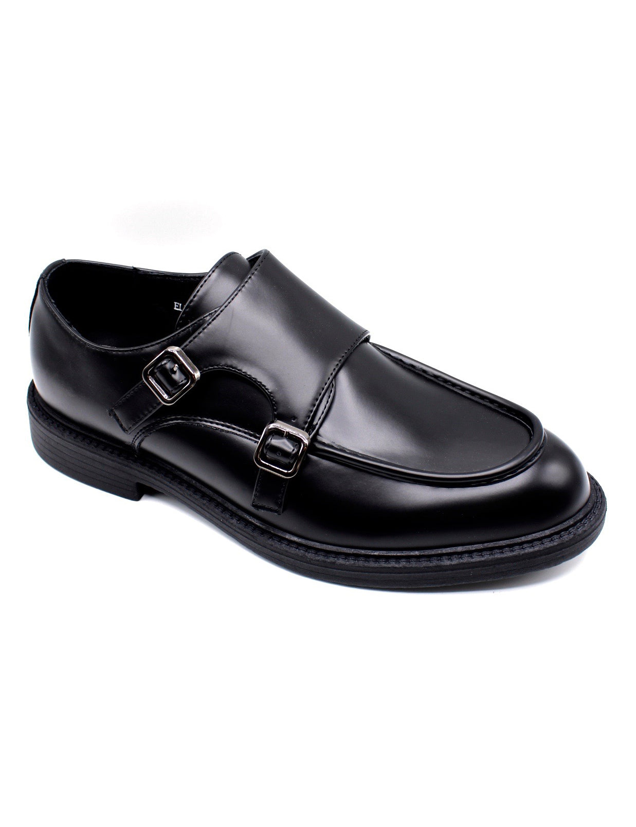 Men’s Black Double Monk Strap Moc Toe Shoes
