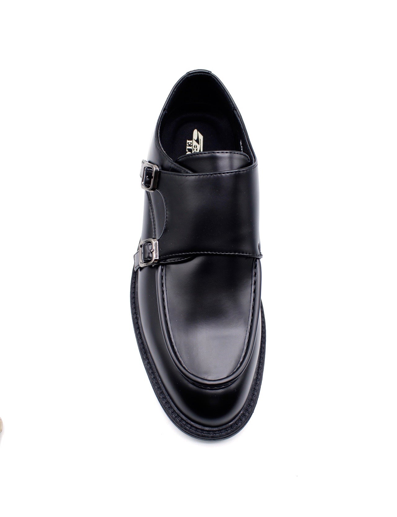 Men’s Black Double Monk Strap Moc Toe Shoes
