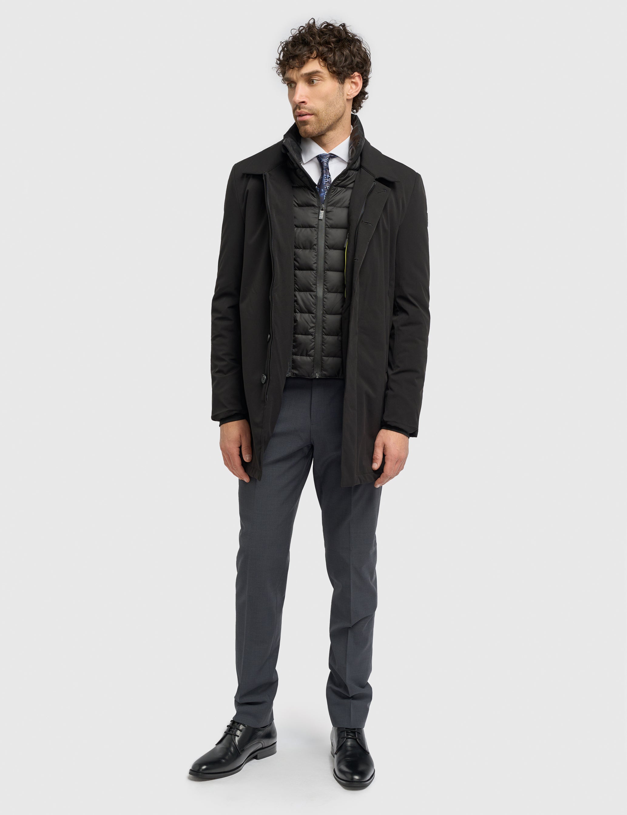 Cavani Heston Mac Black Padded Long Coat – Men’s Winter Overcoat