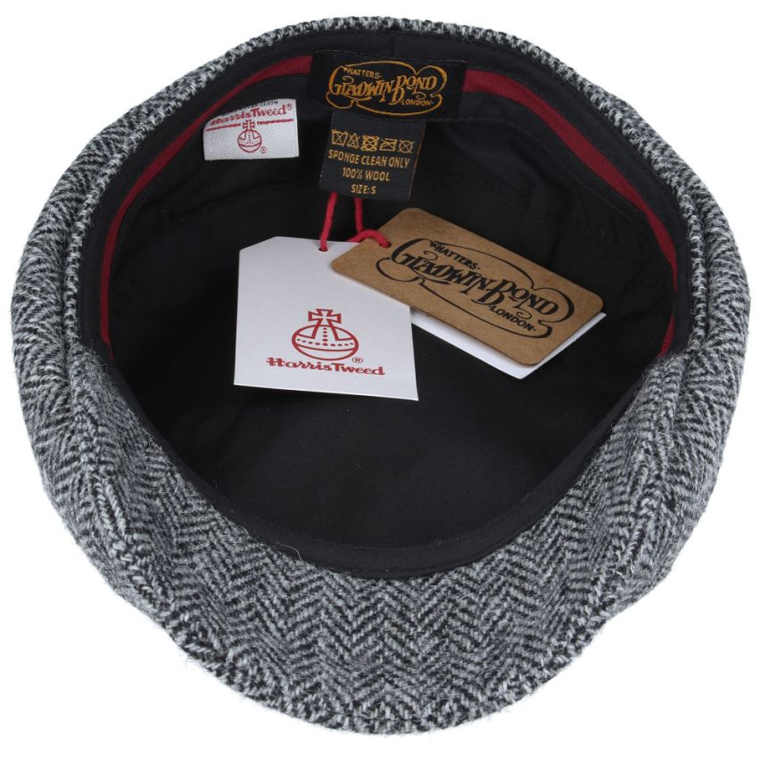 HARRIS TWEED - GREY PURE WOOL TWEED FLAT CAP