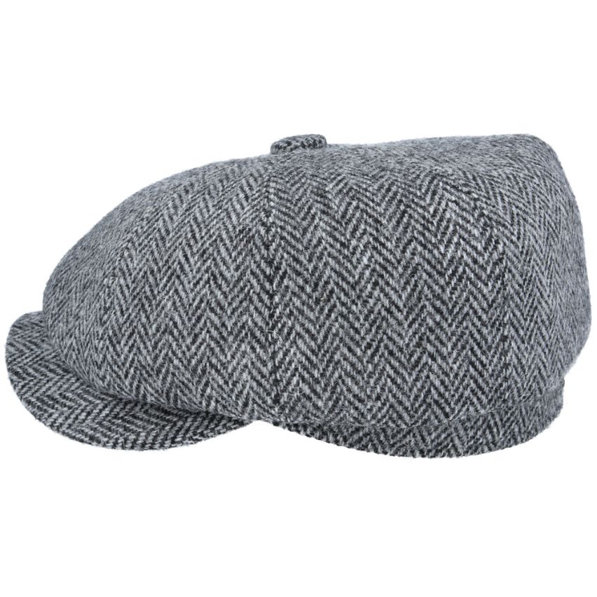 HARRIS TWEED - GREY PURE WOOL TWEED FLAT CAP
