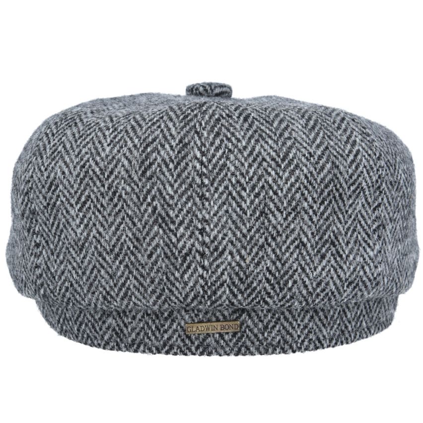 HARRIS TWEED - GREY PURE WOOL TWEED FLAT CAP