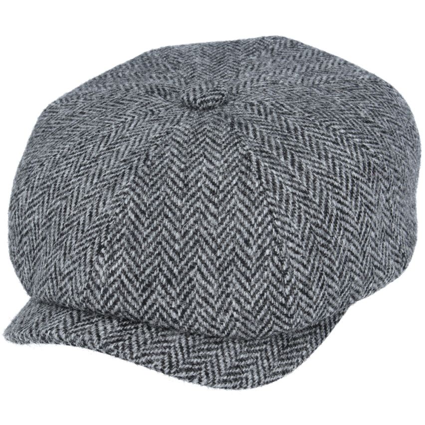 HARRIS TWEED - GREY PURE WOOL TWEED FLAT CAP