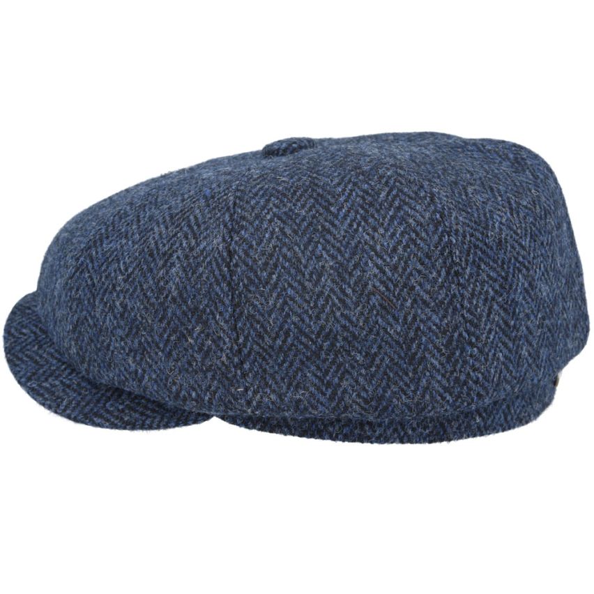 HARRIS TWEED - NAVY PURE WOOL TWEED FLAT CAP