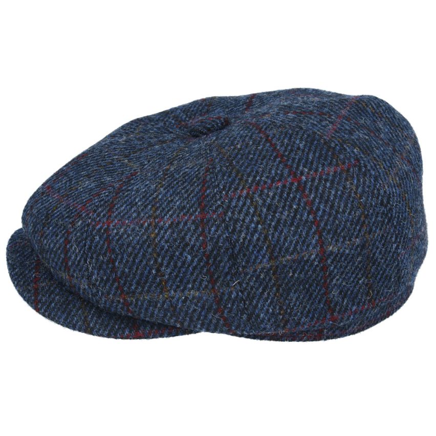 HARRIS TWEED - NAVY TWEED PURE WOOL FLAT CAP