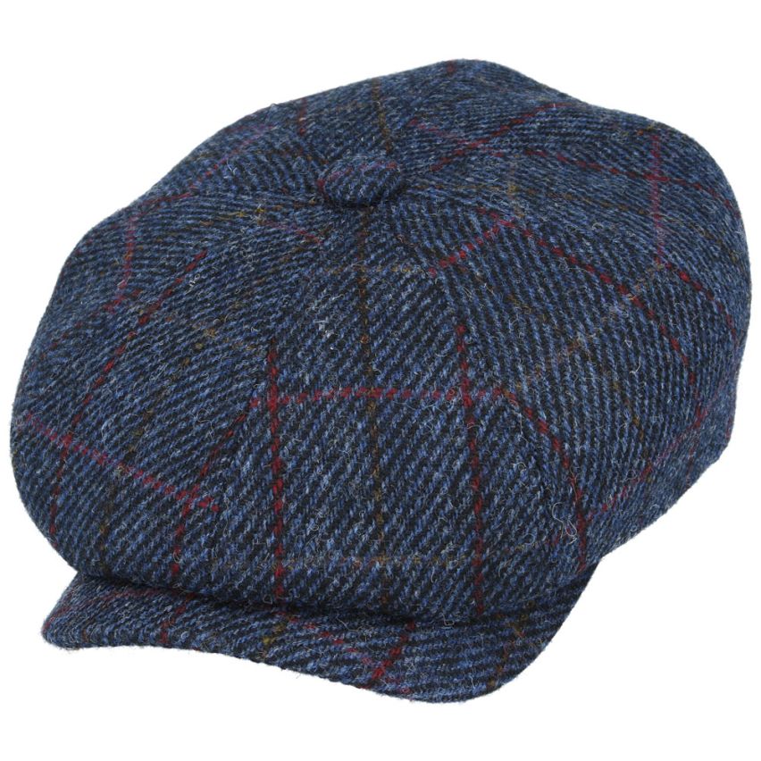 HARRIS TWEED - NAVY TWEED PURE WOOL FLAT CAP