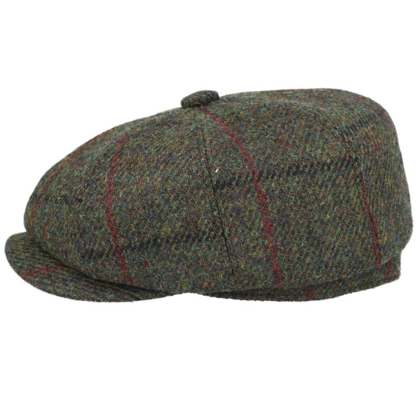 HARRIS TWEED - PURE WOOL GREEN FLAT CAP