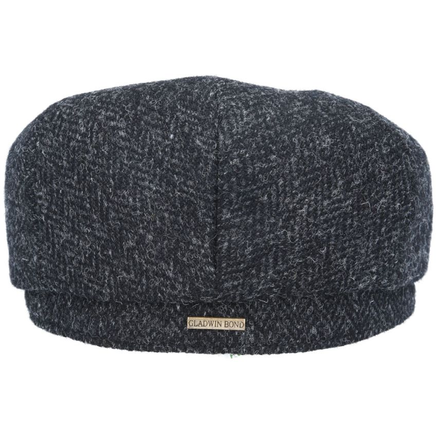 HARRIS TWEED - BLACK PURE SCOTTISH WOOL FLAT CAP