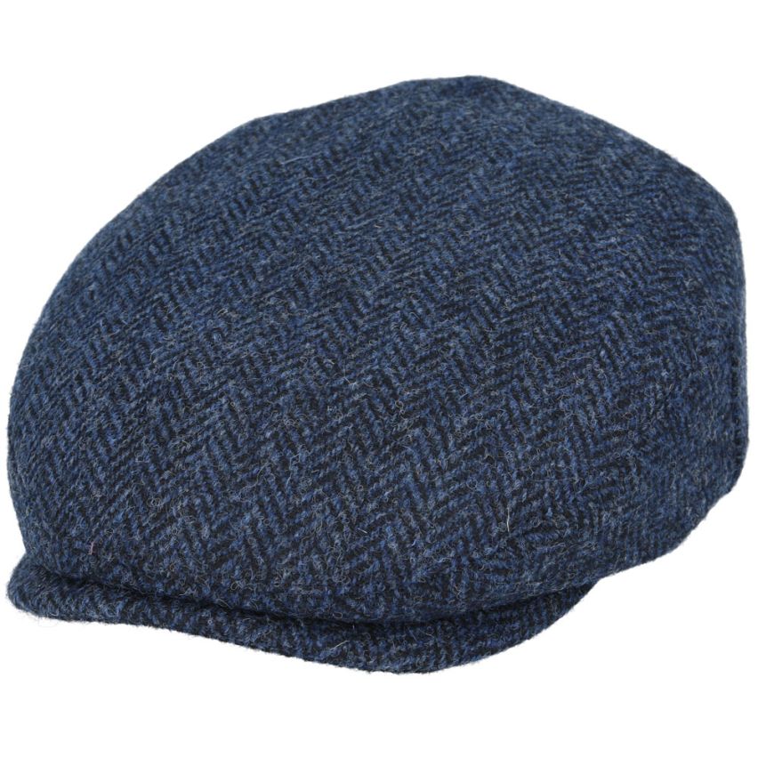 HARRIS TWEED - NAVY PURE SCOTTISH WOOL FLAT CAP