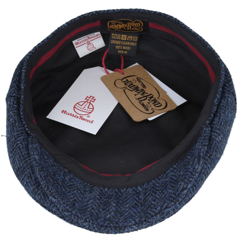 HARRIS TWEED - NAVY PURE SCOTTISH WOOL FLAT CAP