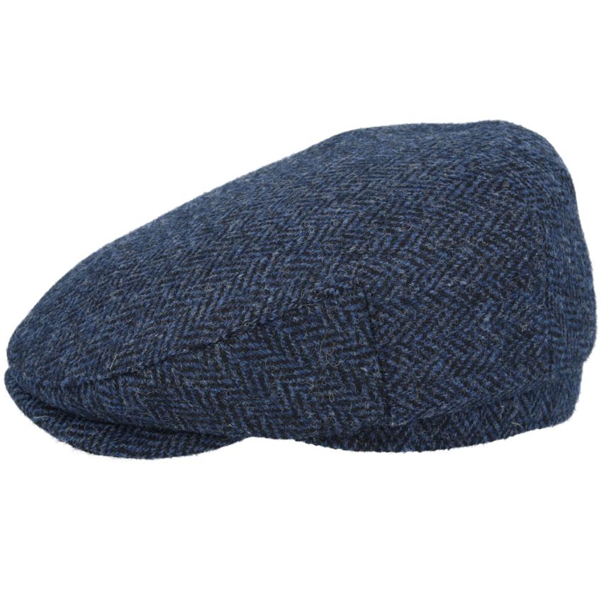 HARRIS TWEED - NAVY PURE SCOTTISH WOOL FLAT CAP