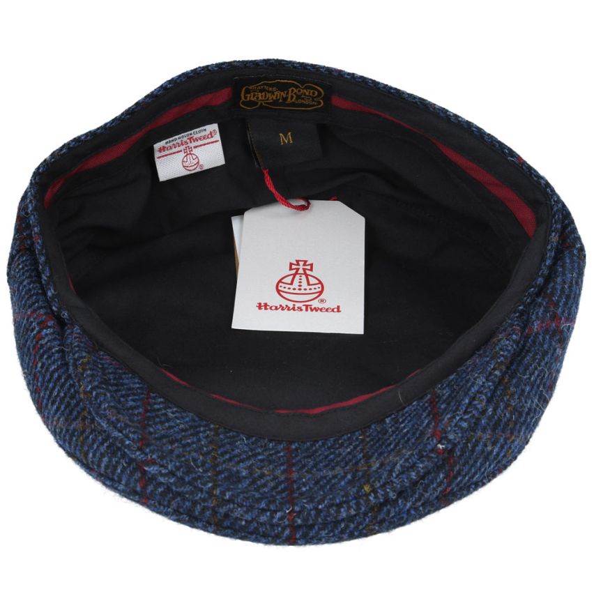 HARRIS TWEED - NAVY HERRINGBONE PURE SCOTTISH WOOL FLAT CAP
