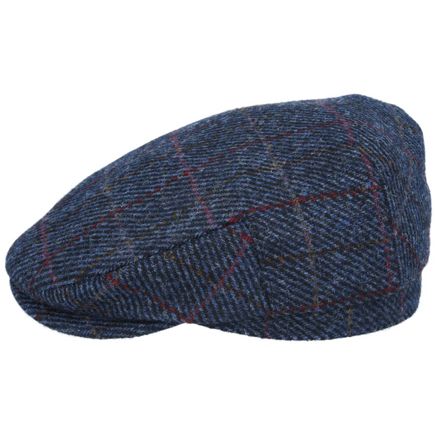 HARRIS TWEED - NAVY HERRINGBONE PURE SCOTTISH WOOL FLAT CAP