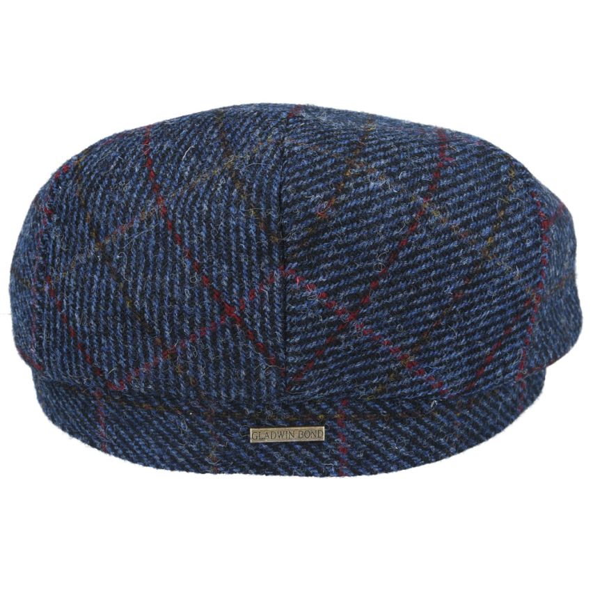 HARRIS TWEED - NAVY HERRINGBONE PURE SCOTTISH WOOL FLAT CAP