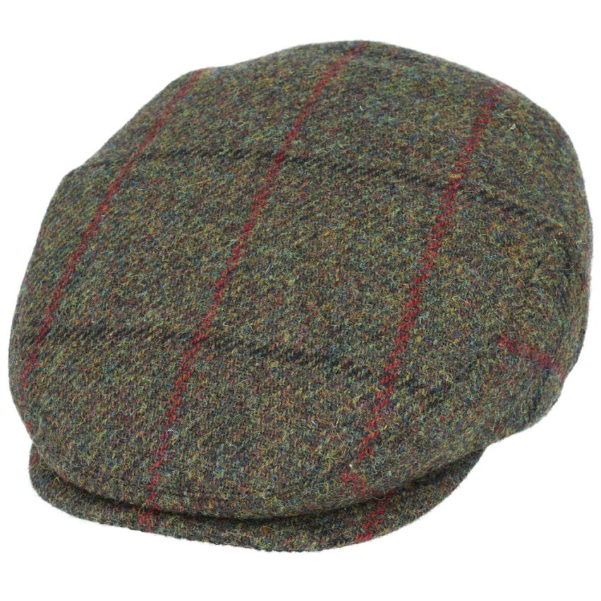 HARRIS TWEED - GREEN PURE SCOTTISH WOOL FLAT CAP