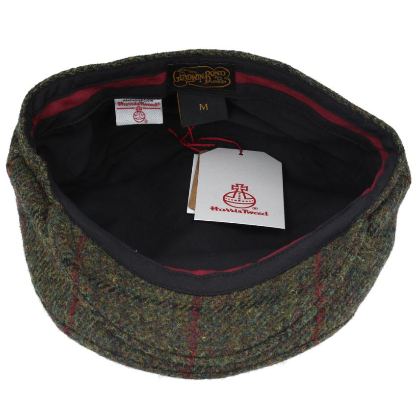 HARRIS TWEED - GREEN PURE SCOTTISH WOOL FLAT CAP