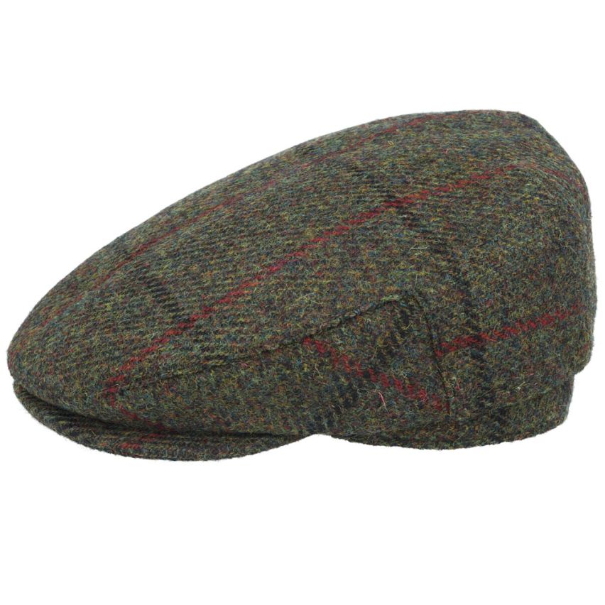 HARRIS TWEED - GREEN PURE SCOTTISH WOOL FLAT CAP