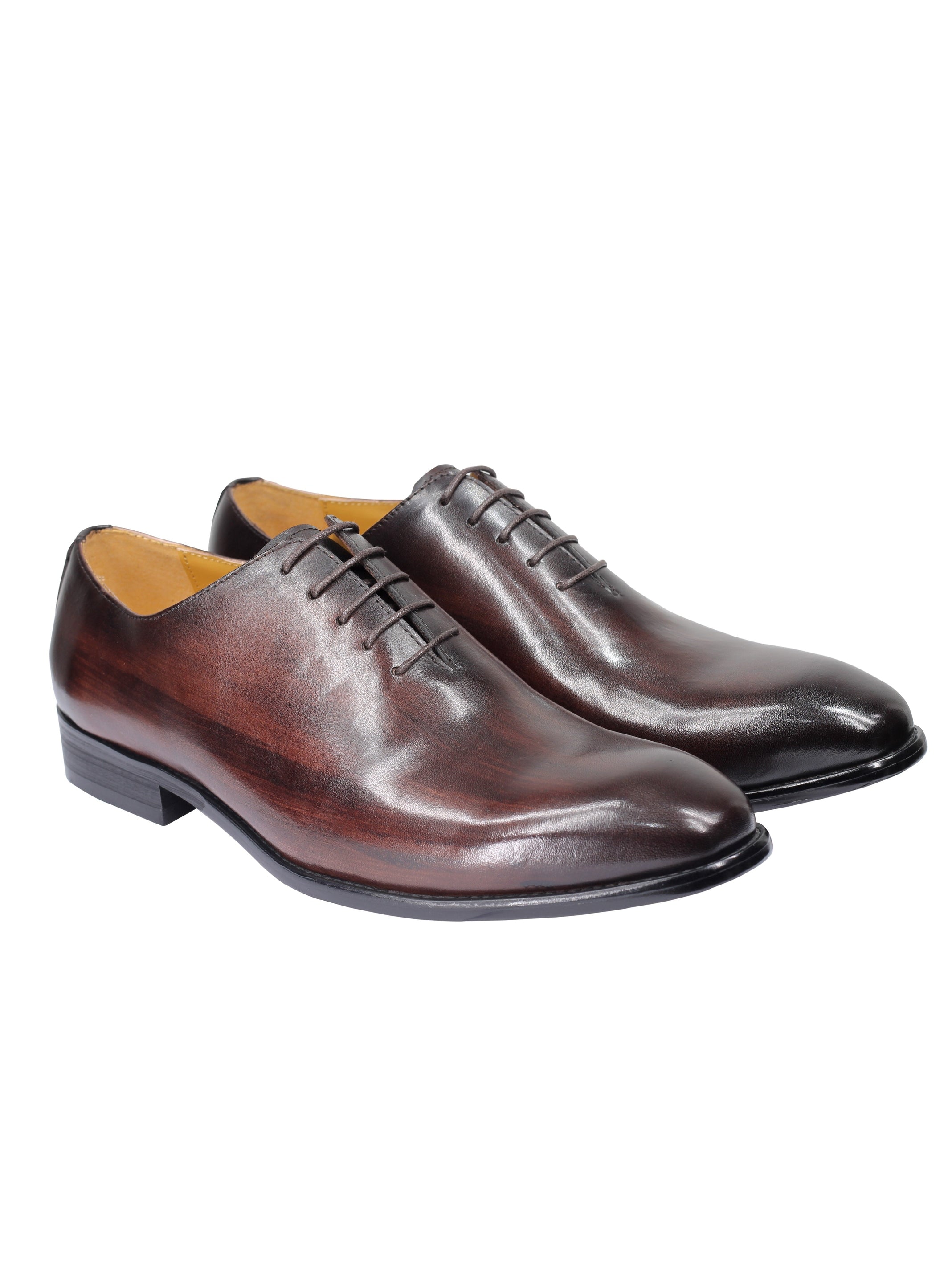 Whole Cut Leather Lace Up Shoes - Brown