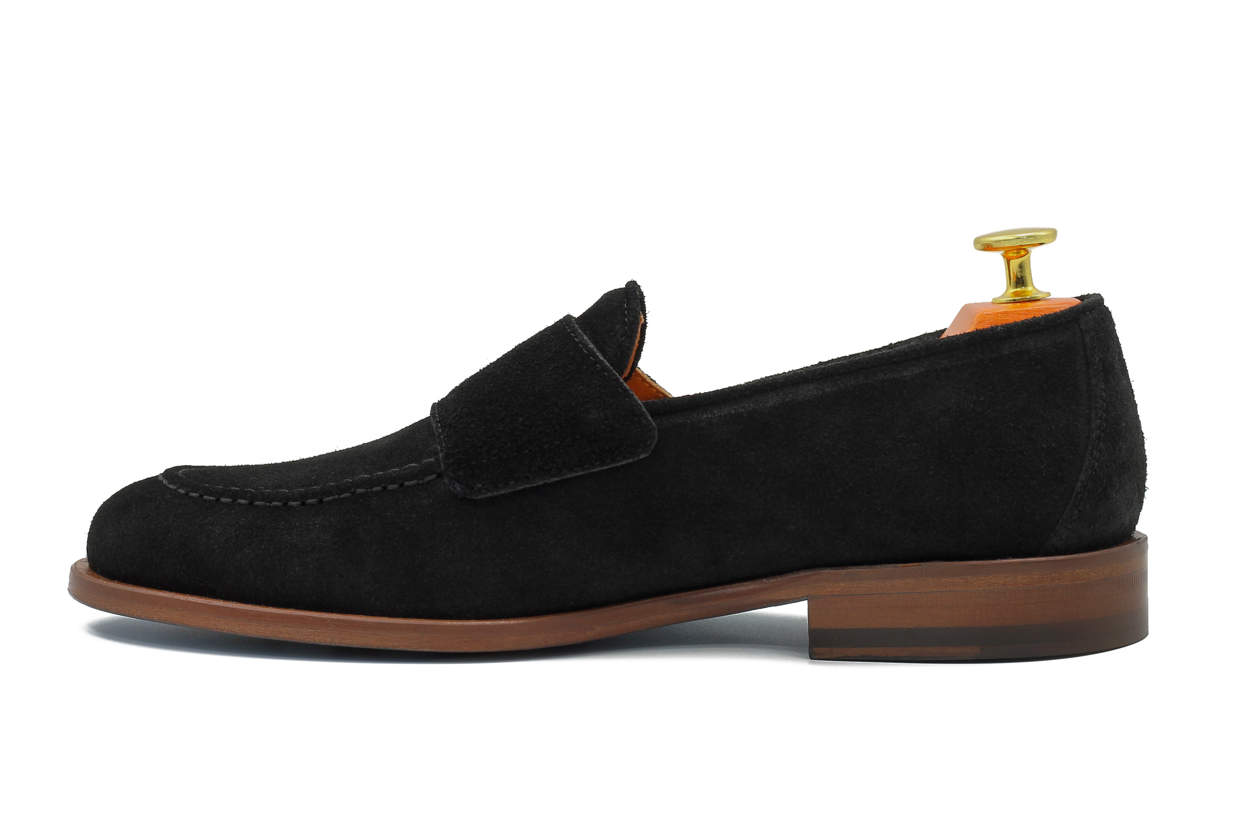 BLACK ITALIAN SUEDE DOUBLE BUCKLE MONK LOAFER
