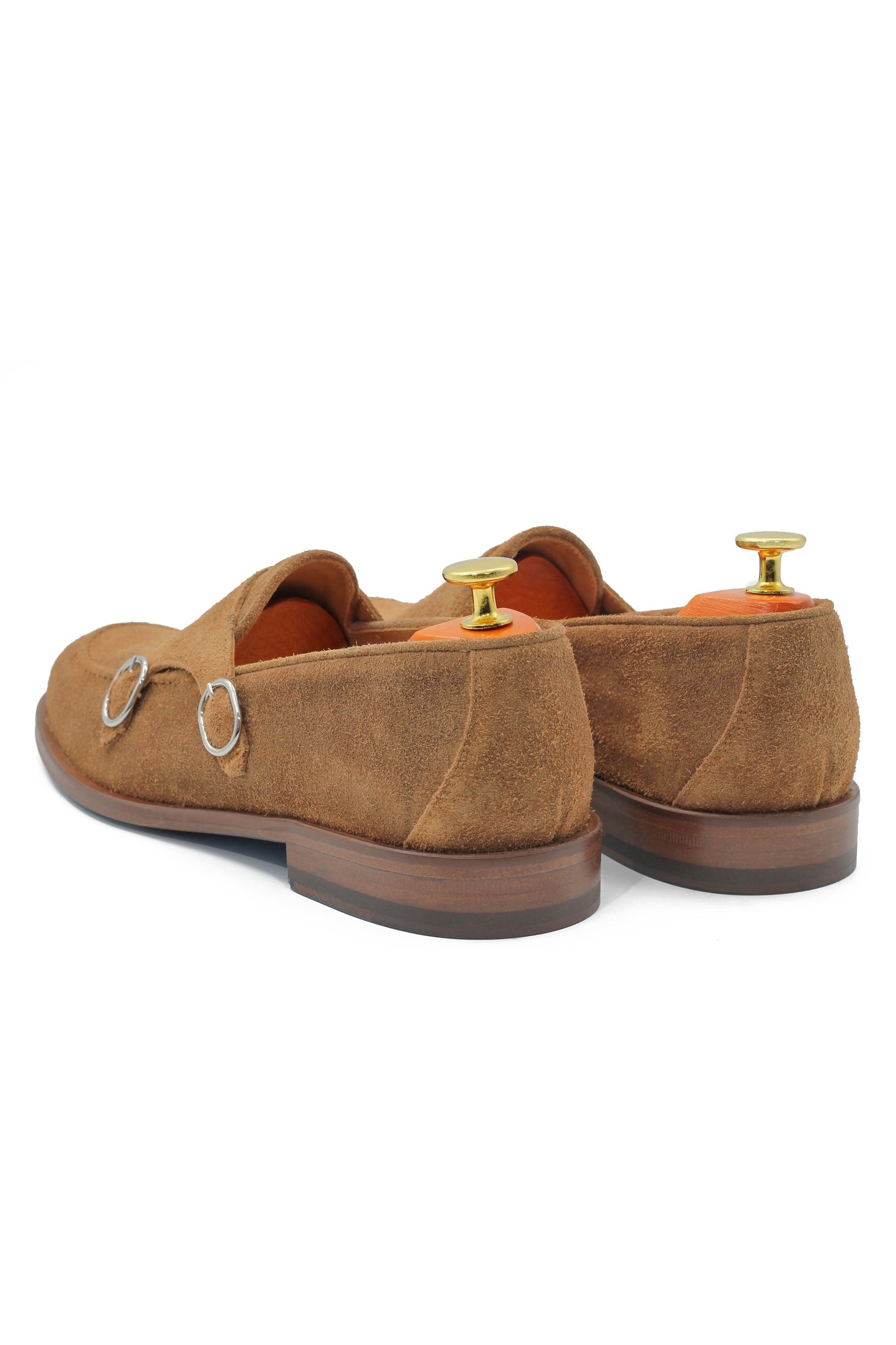 TAN ITALIAN SUEDE DOUBLE MONK BUCKLE LOAFER