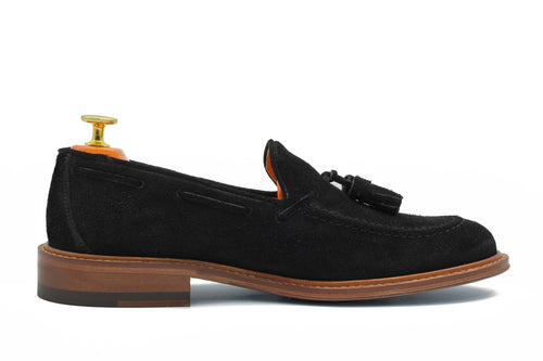 BLACK ITALIAN SUEDE TASSEL LOAFER