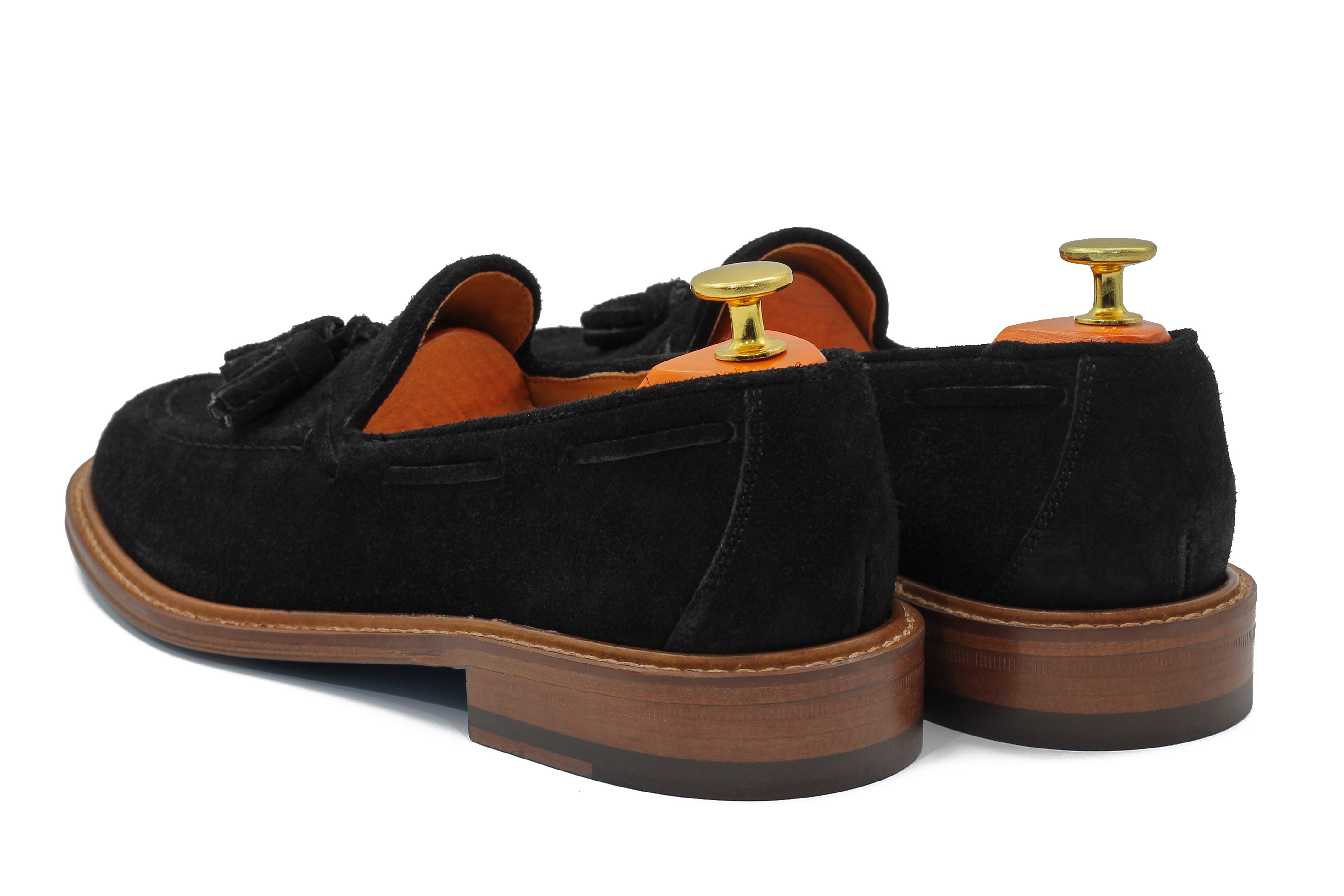 BLACK ITALIAN SUEDE TASSEL LOAFER