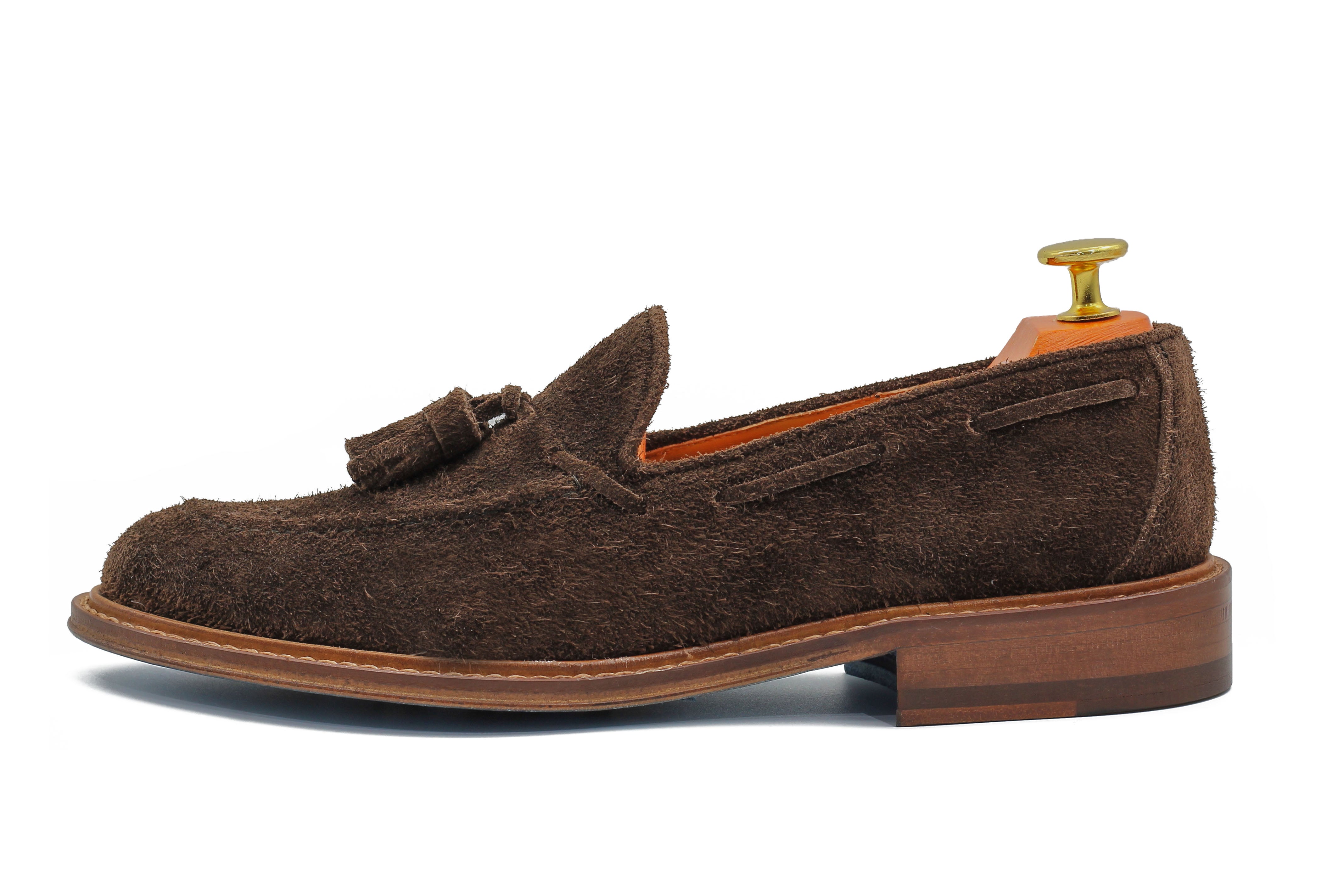 BROWN ITALIAN SUEDE TASSEL LOAFER