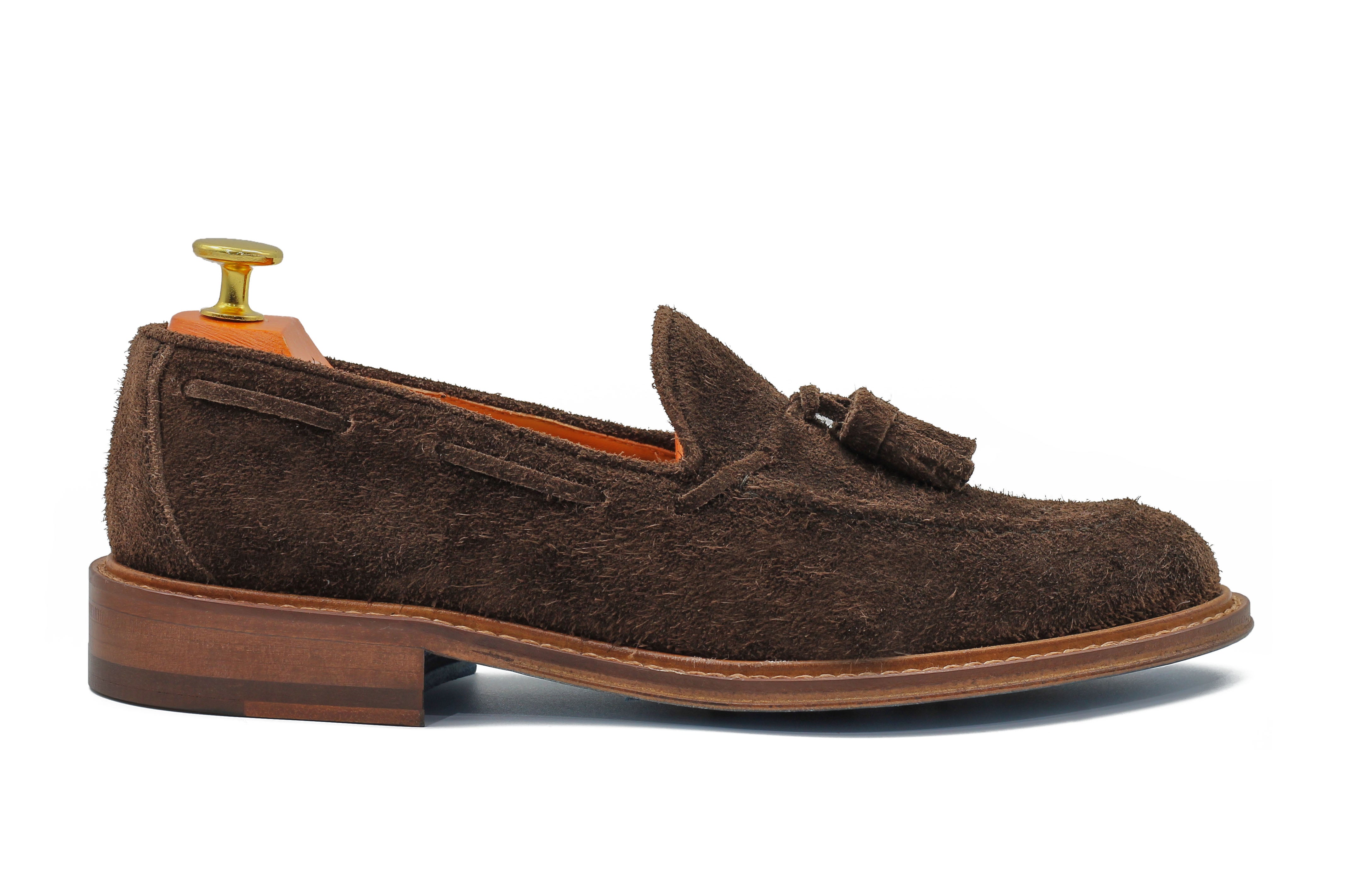 BROWN ITALIAN SUEDE TASSEL LOAFER