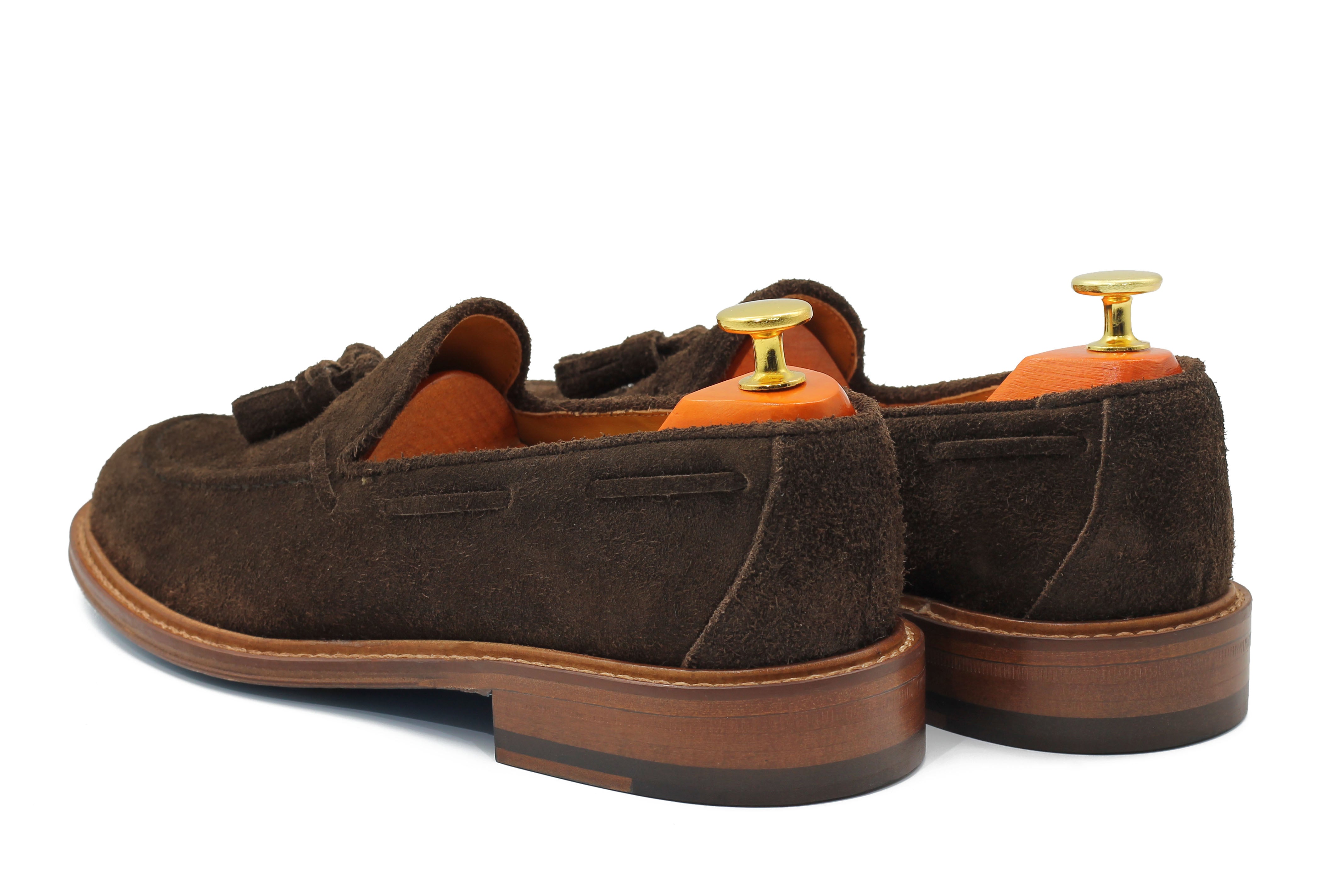 BROWN ITALIAN SUEDE TASSEL LOAFER