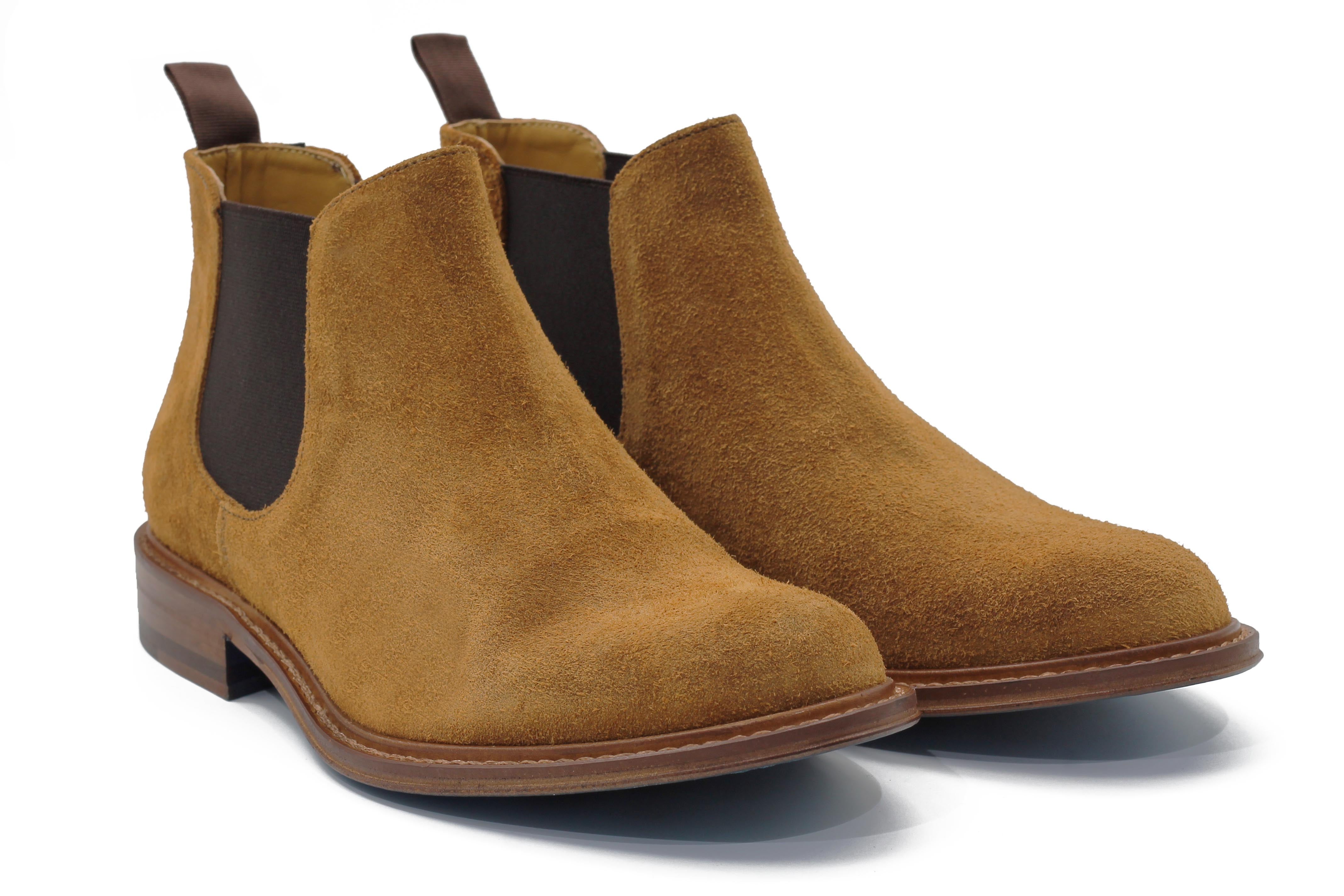TAN ITALIAN SUEDE LEATHER CHELSEA BOOTS
