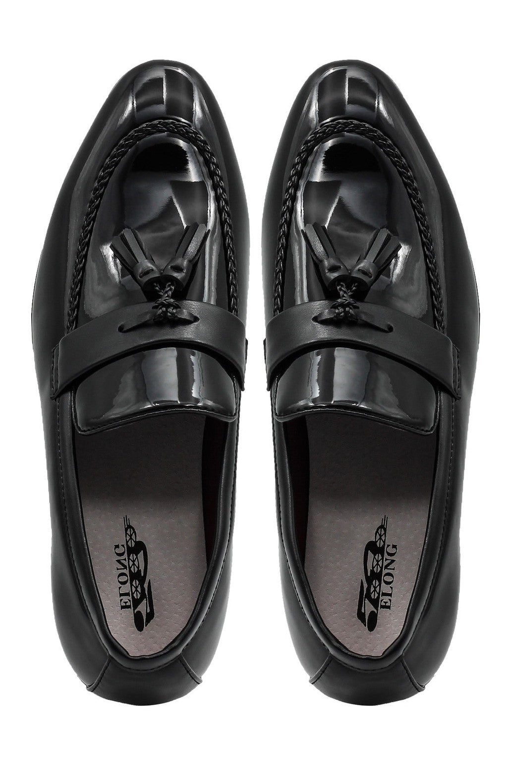 BLACK GLOSSY TASSEL LOAFERS