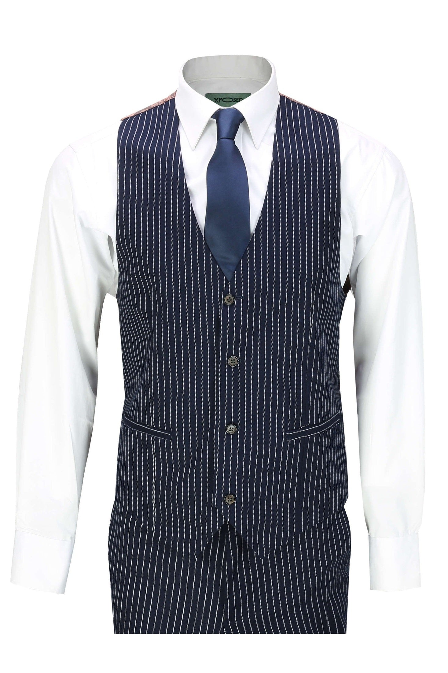 WHITE PIN STRIPE NAVY JACKET