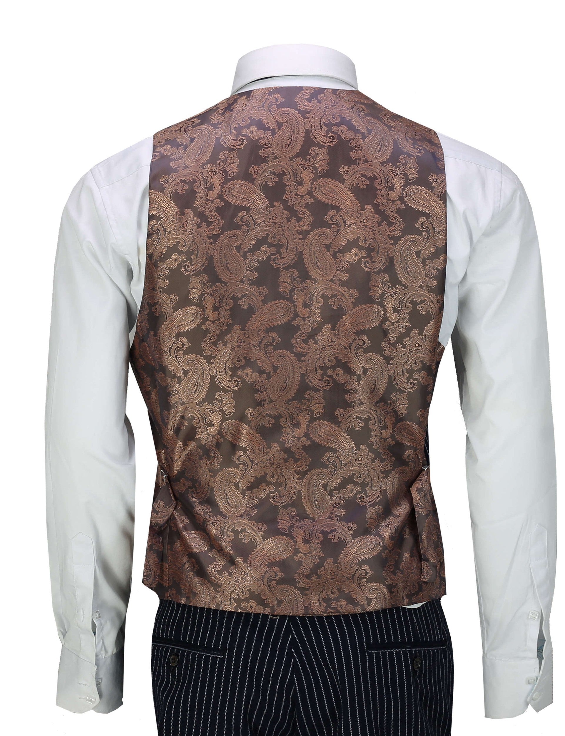 MENS CLASSIC WHITE PIN STRIPE NAVY PEAKY BLINDERS TAILORED FIT WAISTCOAT