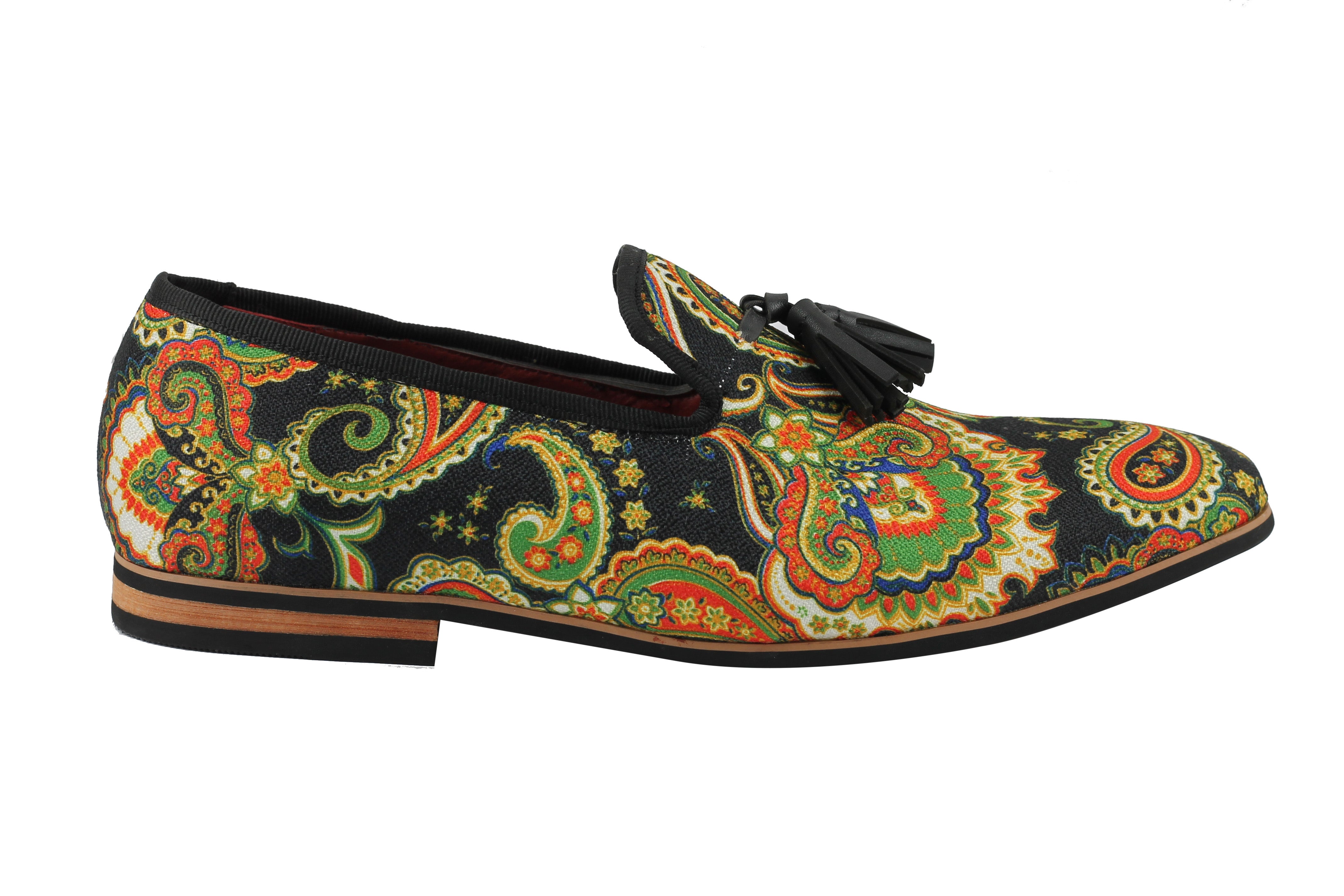 FAUX LEATHER PAISLEY PRINT TASSEL LOAFER