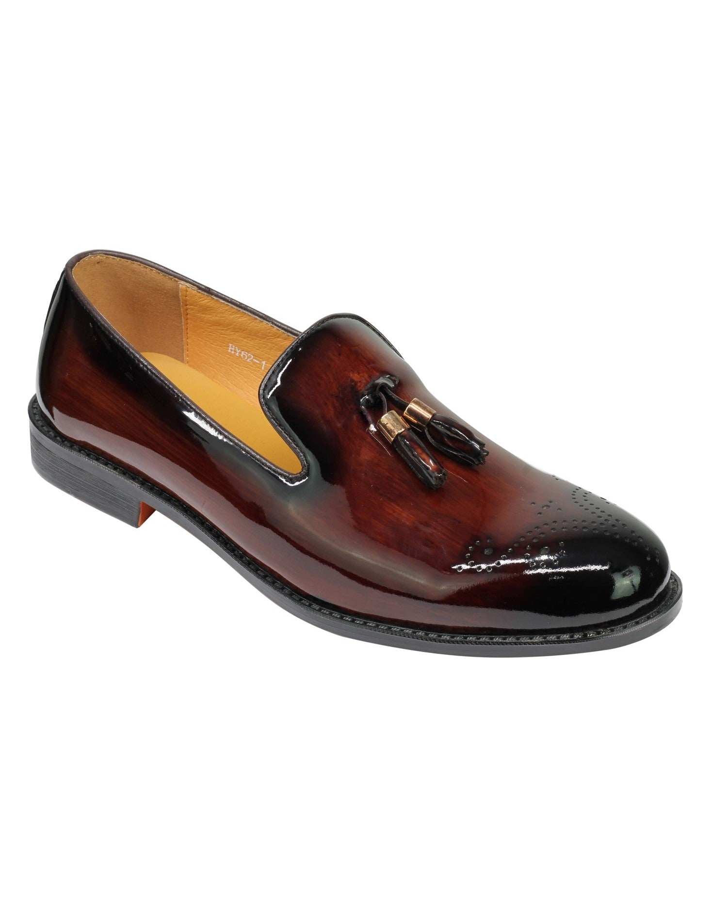 Real Leather Brown Patent Tassel Loafers