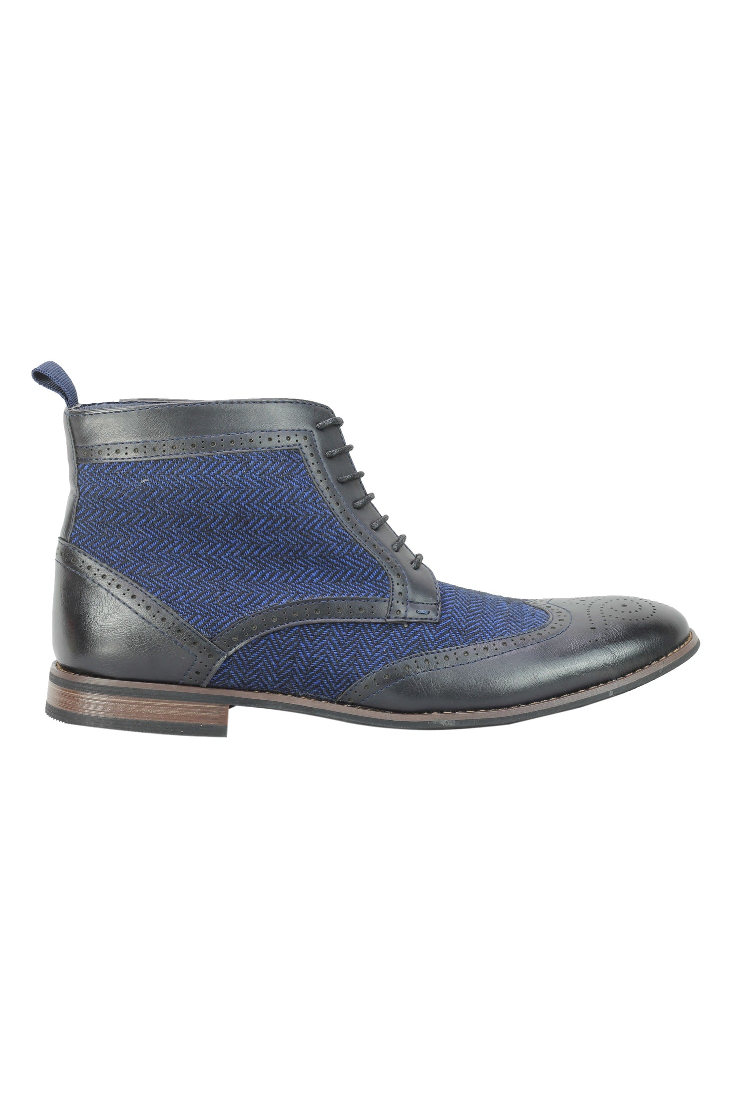 FAUX LEATHER TWEED BROGUE BOOTS LACE UPS