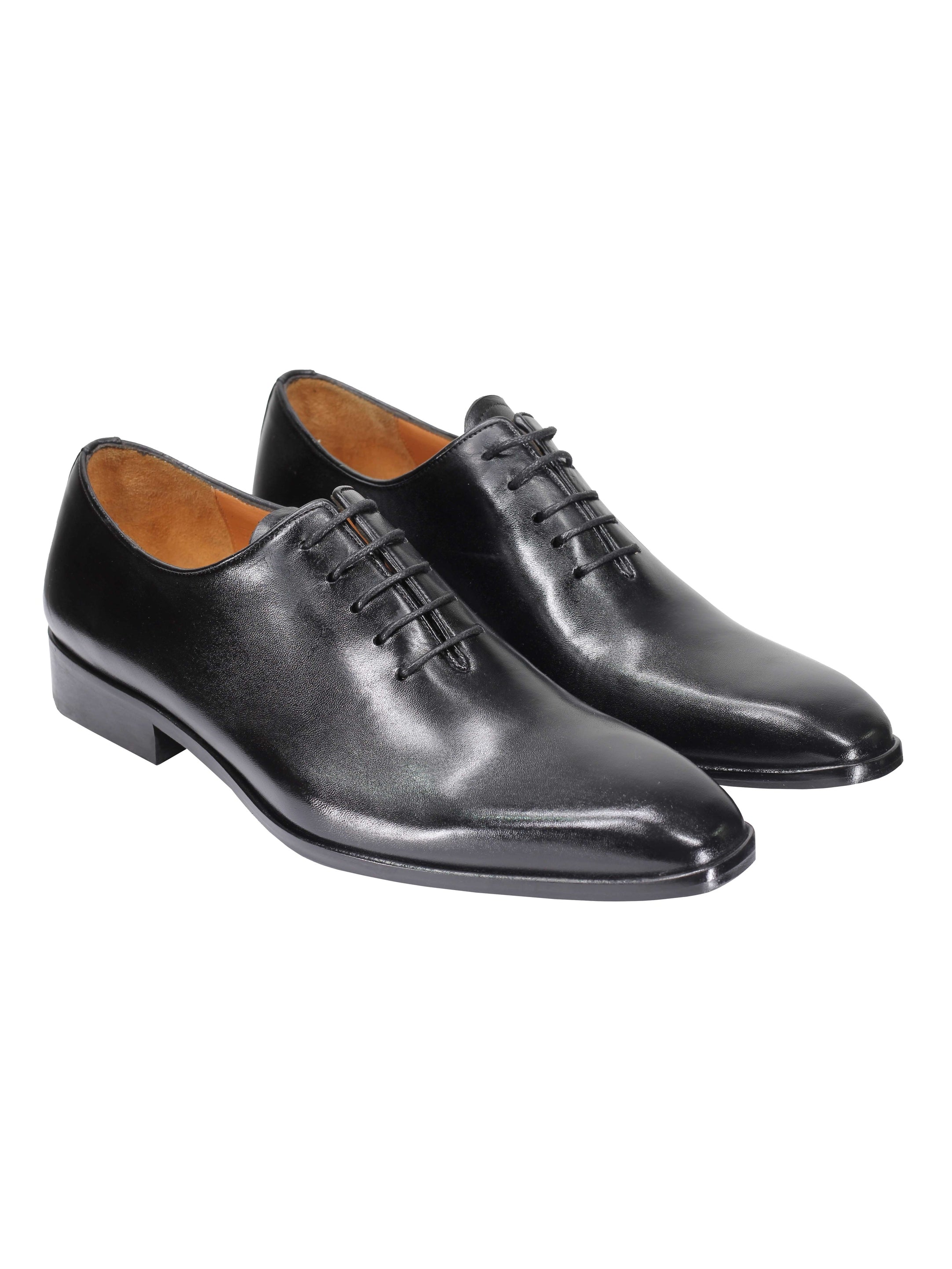 MENS CALF LEATHER WHOLE CUT OXFORD LACE UP SHOES IN BLACK