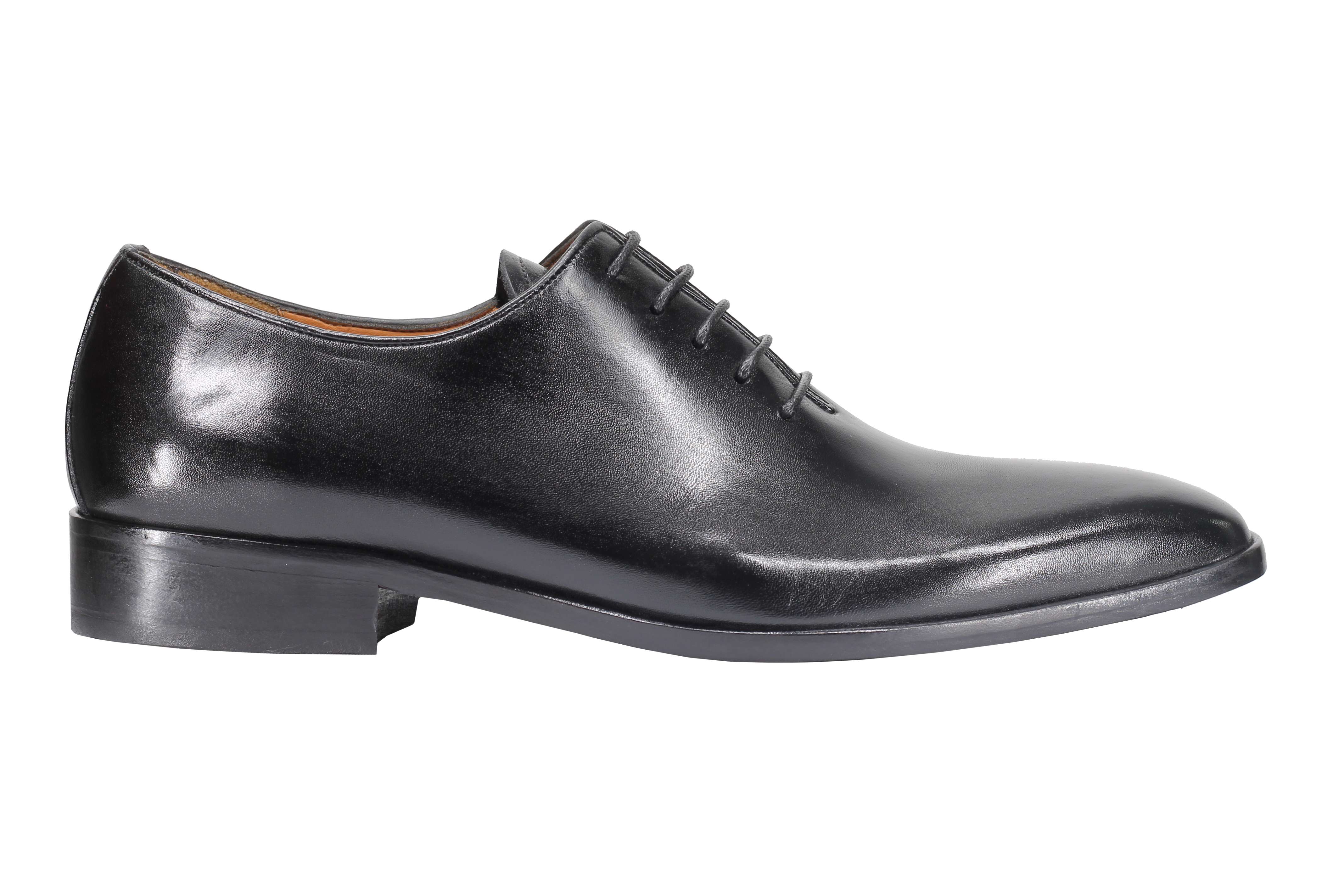 Mens Calf Leather Whole-cut Oxford Lace-up Shoes in Black