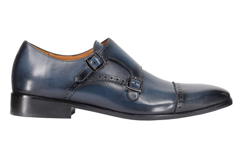 CHAUSSURES SEMI BROGUE EN CUIR DE VEAU BLEU